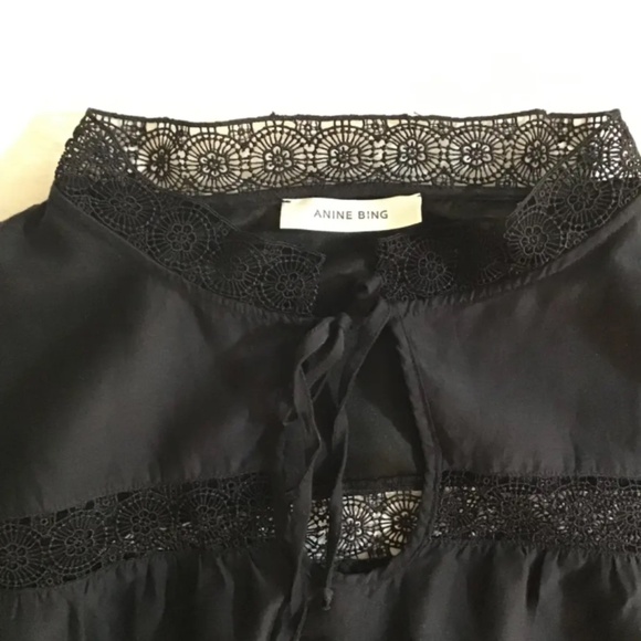 NWOT Anine Bing charming silk and lace inserts long sleeve blouse size large - Picture 4 of 8